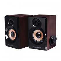 CAIXA DE SOM 2.0 6W RMS MADEIRA USB MULTILASER SP261 
