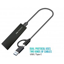 GAVETA/CASE P/ HD SSD M.2 NVME E SATA (NGFF), 2 EM 1 EM ALUMINIUM USB 3.1 TIPO C