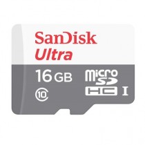 Cartão de Memória SanDisk Ultra microSDHC UHS-I com Adaptador 16GB Class 10 SDSQUNB-016G-GN3MA 