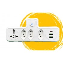 ADAPTADOR BENJAMIN 3 TOMADAS BR, 1 TOMADA USB, COM USB TIPO NORMAL E TIPO C DE 2.1A, B-MAX BM-8704A