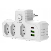 ADAPTADOR BENJAMIN 3 TOMADAS BR, 10A MAX/2500W, COM USB TIPO NORMAL E TIPO C DE 2.1A, COIBEU WKZC-321