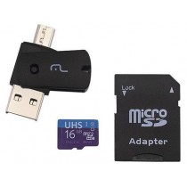 PEN DRIVE OTG C/ADAP SD+CART MEM MICRO SD 16 GB CLASS10 MULTILASER MC150 
