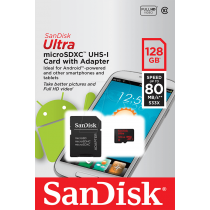 CARTAO DE MEMORIA SANDISK ULTRA MICROSDXC UHS-I COM ADAPTADOR 128GB SDSQUNC-128G-GN6MA 80MB/S
