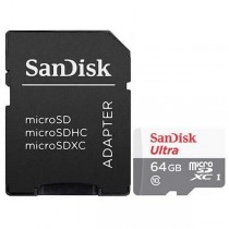CARTAO DE MEMORIA SANDISK ULTRA MICROSDXC UHS-I COM ADAPTADOR 64GB SDSQUNR-064G-GN3MA 100MB/S