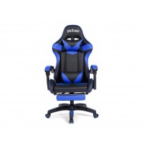 CADEIRA DE ESCRITÓRIO/GAMER PCTOP RACER ERGONÔMICA C/ DESCANSO DE PÉ PRETA E AZUL, ESTOFADO DE COURO SINTÉTICO - SE1006E  