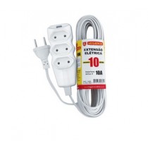 EXTENSAO ELETRICA 10M 2P 3 TOMADAS 10A 250V BIVOLT BRANCA MEGATRON