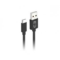 CABO USB TIPO C x USB 2.0 AM 2m, 3A, C3 PLUS CB-C20BK  