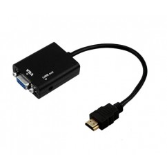 CONVERSOR DE VIDEO HDMI M x VGA F C/ CABO DE AUDIO P2 075-0823 5+