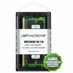 MEMORIA P/ NOTEBOOK SODIMM MACROVIP 16GB DDR4 2666MHZ PC4 21300 CL19 260PIN 1.2V MV26S19/16