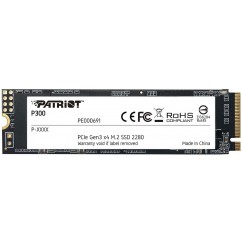 SSD M.2 PCIe NVMe 256GB PATRIOT P300 2280 LEITURA 1700MB/S GRAVAÇÃO 1100MB/S - P300P256GM28