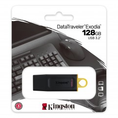 PEN DRIVE DATATRAVELER EXODIA 128GB KINGSTON USB 3.2  PRETO - DTX/128GB