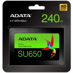 HD SSD 240GB ADATA 2.5 SU650 3D NAND SATA3 6 GB/S LEITURA 520 E GRAVACAO 450MB/S ASU650SS-240GT-R 