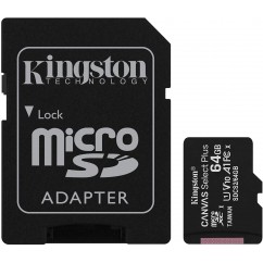 CARTAO DE MEMORIA MICROSD KINGSTON CANVAS SELECT PLUS COM ADAPTADOR 64GB 100MB/S SDCS2/64GB