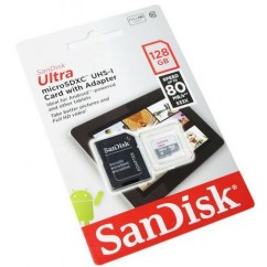 CARTAO DE MEMORIA SANDISK ULTRA MICROSDXC UHS-I COM ADAPTADOR 128GB SDSQUNS-128G-GN6TA 80MB/S