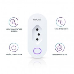 TOMADA INTELIGENTE WI-FI 16A 3 PINOS BRANCA MULTILASER SE231 
