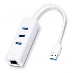 ADAPTADOR REDE ETHERNET GIGABIT RJ45 + HUB 3 PORTAS USB 3.0 TP-LINK UE330