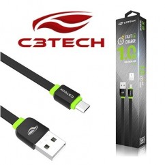 CABO MICRO USB 2.0 AM x USB 1m PRETO C3 TECH CB-100BK