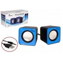 CAIXA DE SOM 2.0 KNUP 3W RMS PRETO/AZUL KP-609