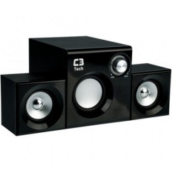 CAIXA DE SOM COM SUBWOOFER C3 TECH 8W RMS 2.1 PRETO SP-222BS 
