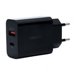 CARREGADOR 2 SAIDAS USB/TYPE C 20W P/TOMADA PRETO 48.7419 OEX CG206 