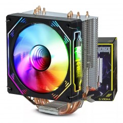 COOLER C/ LED PRETO. 775 115x 1200 1366 1700 2011 2066, FM1 FM2 AM2 AM3 AM4 AM5, TDP 150W, REVENGER G-VR344