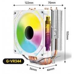 COOLER C/ LED BRANCO. 775 115x 1200 1366 1700 2011 2066, FM1 FM2 AM2 AM3 AM4 AM5, TDP 150W, REVENGER G-VR344