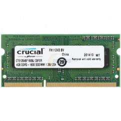 MEMORIA CRUCIAL 4GB 1600MHZ DDR3L 1.35V CL11 P/ NOTEBOOK CT51264BF160BJ BY MICRON