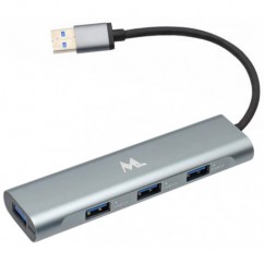 HUB USB 3.0 MTEK 4 PORTAS - CASE EM ALUMINIO CINZA - HB-401