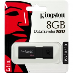 PENDRIVE 8GB KINGSTON USB 3.0 DATATRAVELER 100 DT100G3 PRETO