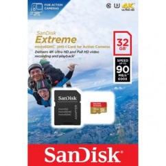 CARTAO DE MEMORIA SANDISK EXTREME MICROSDXC UHS-I COM ADAPTADOR 32GB SDSQXNE-032G-GN6AA 90MB/S