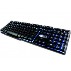 TECLADO USB GAMER HARDLINE SEMI MECANICO ILUMINADO PRETO KB-7010