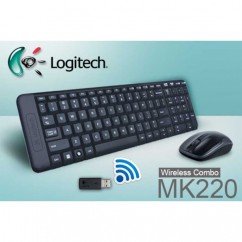 KIT TECLADO E MOUSE S/ FIO MK220 LOGITECH PRETO