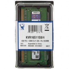Memória Kingston 4GB 1600Mhz DDR3 p/ Notebook CL11 - KVR16S11S8/4