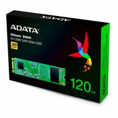 SSD ADATA ULTIMATE SU650 120GB, M.2 SATA, LEITURAS: 550MB/S E GRAVAÇÕES: 410MB/S ASU650NS38-120GT-C