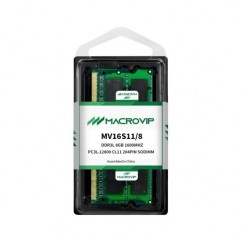 MEMORIA P/ NOTEBOOK MACROVIP 8GB DDR3 1600MHZ PC3 12800 CL11 204PIN 1.5V - MV16S11/8  