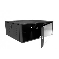 RACK DE PAREDE 19 04U P350 C/ PORTA DE VIDRO PRETO BPA.00017 FIBRACEM