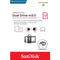PEN DRIVE 128GB MICROUSB / USB 3.0 SANDISK P/ SMARTPHONE ULTRA DUAL DRIVE SDDD3-128G-G46