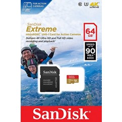 CARTAO DE MEMORIA SANDISK EXTREME MICROSDXC UHS-I COM ADAPTADOR 64GB SDSQXNE-064G-GN6AA 90MB/S