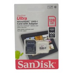 CARTAO DE MEMORIA SANDISK ULTRA MICROSDXC UHS-I COM ADAPTADOR 128GB SDSQUNR-128G-GN3MA 100MB/S