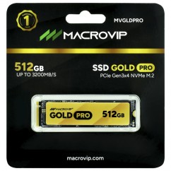 SSD M.2 PCIE M.2 NVME 512GB MACROVIP GOLD PRO 2280 GEN 3x4 LEITURA 3200 MB/S GRAVAÇÃO 2500 MB/S MVGLDPRO/512GB
