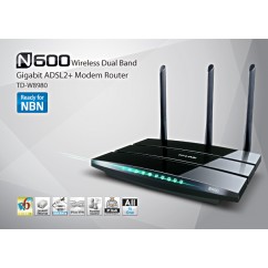 ADSL c/ Router WIFI TP-LINK MODEM ADSL TD-W8980ND 600Mb/s 3 Antenas c/ Porta USB - OEM 